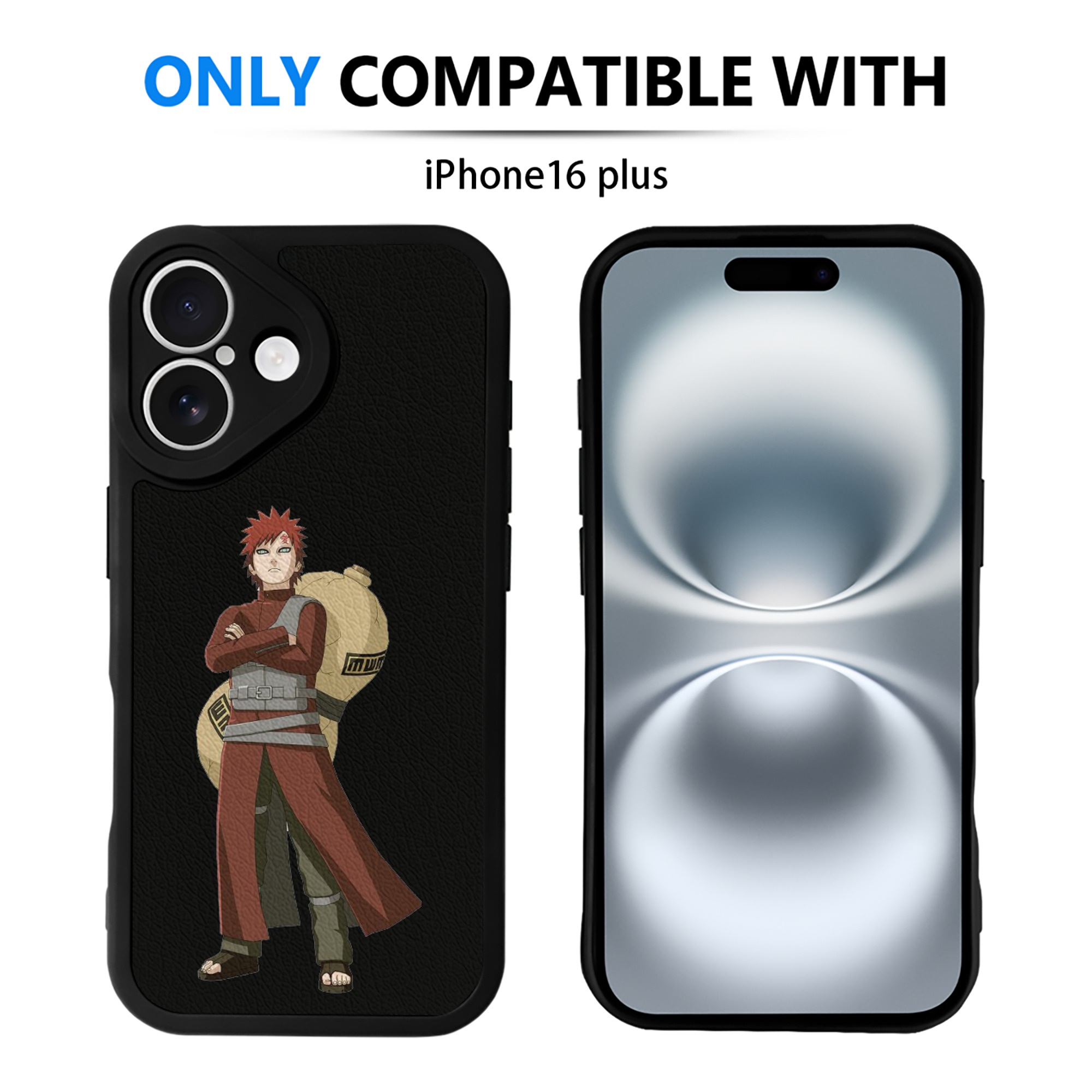 （画像用） NARUTO -ナルト- ガアラ Gaara 【iPhone 16シリーズ対応】シリコンスマホケース（レザー調） 材質：シリコン